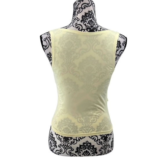 Pale Yellow Lace Trim Camisole Tank Top Y2K Lingerie Style S - Picture 5 of 13